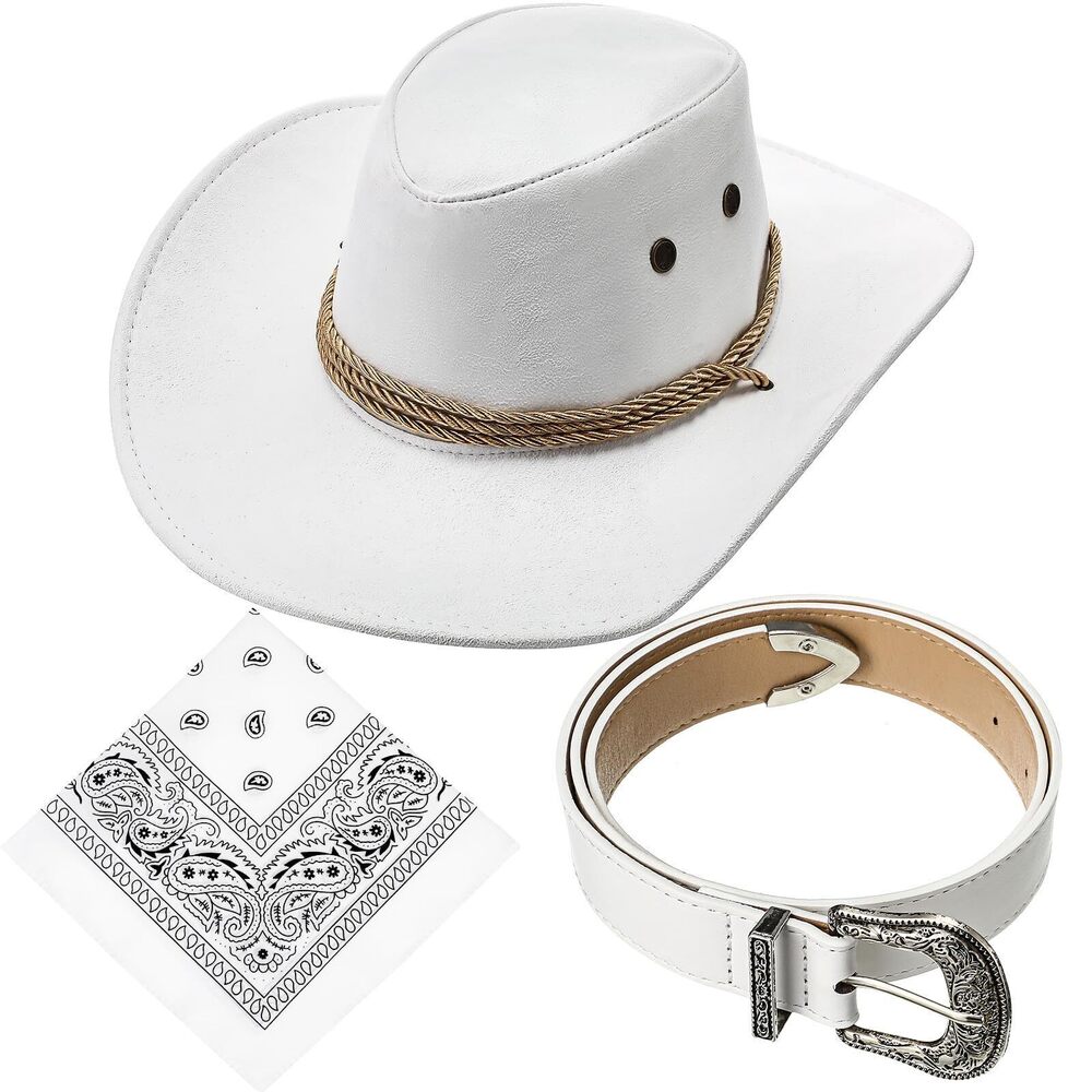 6384 Halloween Cowboy Costume Hat with Bandana Belts Cowboy Cowgirl Hat